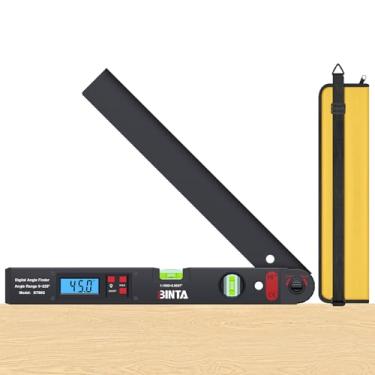 Imagem de BINTA Localizador de ângulo digital, localizador de ângulo digital de alumínio LCD retroiluminado com bolha horizontal e vertical para casa de marcenaria (preto)