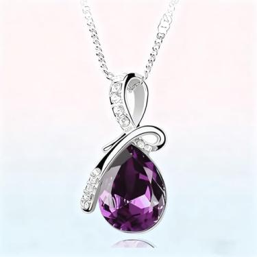 Imagem de Colar com pingente de cristal de lágrima de anjo moderno para mulheres, presentes de aniversário para mães e mulheres, One Size, Metal, Sem Pedra Preciosa
