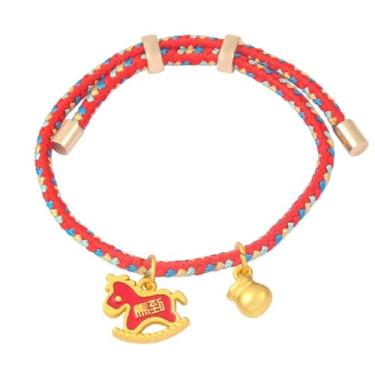 Imagem de MMIUAEG Pulseira Ano do Cavalo do Zodíaco Chinês Pulseira Vermelha Feng Shui Pingente da Sorte para Boa Sorte Proteção Presentes de Ano Novo, Medium, Zinco, Sem Pedra Preciosa