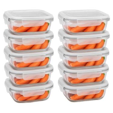 Imagem de Pote Hermético 370/525/640 ML Vidro Retangular C/Válvula Ar Marmita Fit(640 Ml,05)