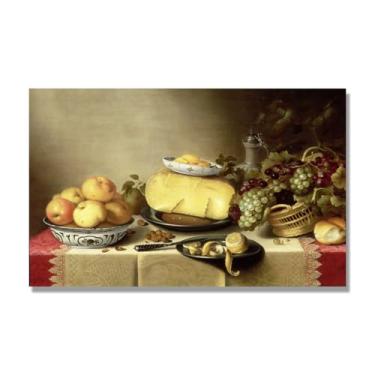 Imagem de NHLDZYH Tela vintage de frutas mortas, impressão de estilo de pintura a óleo vintage, decoração de jantar de fazenda C52. 30 x 48 cm. Somente tela