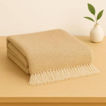 Imagem de Manta Super King 300×225 cm – Para Sofá Grande, Luxuosa e 100% Algodão | Proteção e Conforto com Franjas Artesanais (3,0x2,25 CARAMELO MESC)