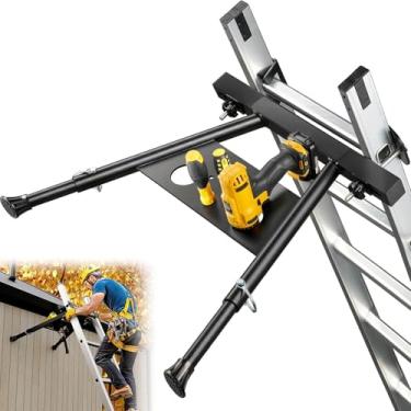 Imagem de Estabilizador de escada, estabilizador de escada de extensão para suporte de parede de teto, acessório de escada de alumínio de grau de aviação, comprimento ajustável de 55 a 75 cm, suporta 136 kg