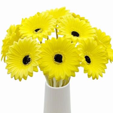 Imagem de Mutcolor 15 peças de margaridas artificiais gerbera, margaridas falsas, toque real, buquê de flores falsas de poliuretano para arranjos internos de casa, vaso de mesa de festa de casamento, decoração
