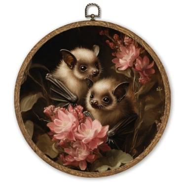 Imagem de WMSYUO Arte de parede redonda Ghost Café, 25 x 25 cm Dark Academia Cottagecore Halloween impressão em tela, livraria aconchegante e arte de café para decoração de casa ou sala de leitura no outono