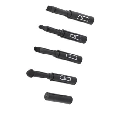 Imagem de Cryfokt Conjunto de Pincéis de Maquiagem Telescópicos Macio Retrátil Lábio Sobrancelha Sombra Pincéis Cosméticos para Maquiagem Macia Fãs de Beleza Plástico (Preto)