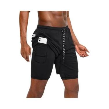 Imagem de Shorts Esportivos Masculinos De Verão 2 Em 1 Com Camada Dupla Para Tre