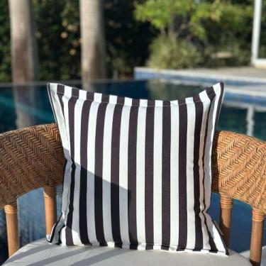 Imagem de Capa Almofada Impermeável Área Externa Listras 45x45 Preta - AMOFADAS