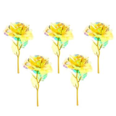 Imagem de Gorgeous Artificial Gold Foil Crystal Rose Flor Eterna Romântica para Dia das Mães Aniversário e Ocasiões Especiais
