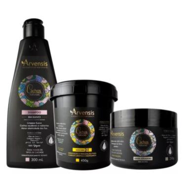 Imagem de Kit Arvensis Cachos Shampoo + Máscara 2x1+ Gelatina Alta Fixacao