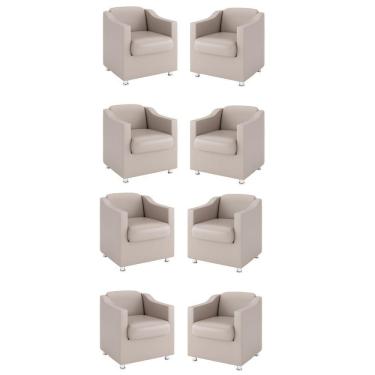 Imagem de Kit 8 Poltronas Balaqui Decor Courino Bege