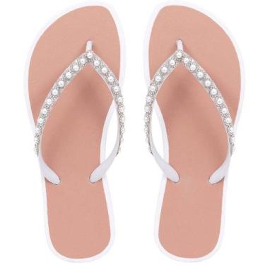 Imagem de Rasteirinha Feminina De Dedo Básica Luxo Com Pérolas Brilho Tendencia 