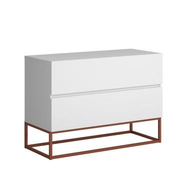 Imagem de Kit 2 Mesas Para Cabeceira Industrial Base Cobre Branco