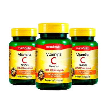 Imagem de Kit 03 Vitaminas C Revestida 100% Idr Maxinutri 60 Capsulas