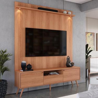 Imagem de Rack Movelove 2 Portas E 1 Gaveta Com Painel Led Para Tv 70 Polegadas River 183cm Jequitiba Jequitiba