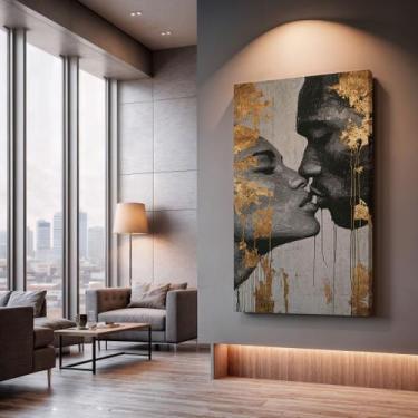 Imagem de Quadros Decorativos Rosto Abstrato 90x60 Moderno Luxo Sala Quarto Escr