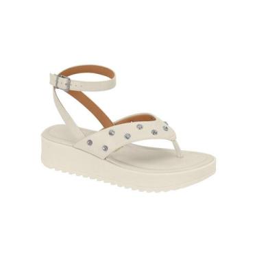 Imagem de Sandália Vizzano Feminina Flatform Pedrarias Conforto Branco Off, Off 