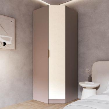 Imagem de Guarda Roupa Modulado 100% Mdf de Canto Oblíquo Orion Cabecasa Madeiraoriginals Mocha/Linho