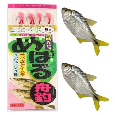 Imagem de Isca Sabiki Fluorescente 6 Anzois Chicote Artificial Pesca Noturna Rio