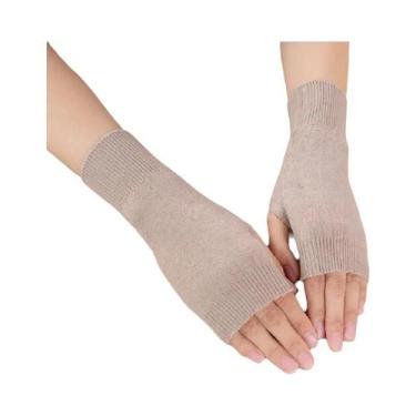Imagem de Luvas Femininas De Lã De Inverno Sem Dedos, Tricotadas, Quentes, Macia
