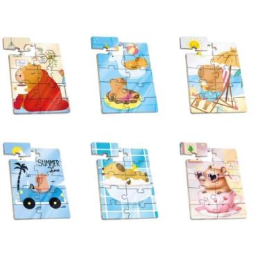 Imagem de Mini Quebra-Cabeça de Madeira - Capivara - Sortido e Unitário Pais e F