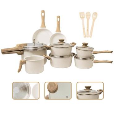 Imagem de Jogo de Panelas Antiaderente Cerâmico Fogão Indução Kit 11 Peças Cook 