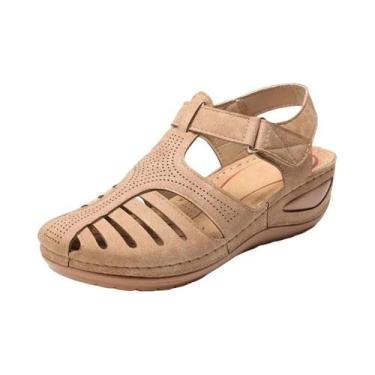 Imagem de Sandálias De Plataforma Vintage Para Mulheres plus Size, Com Fivela, E