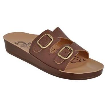 Imagem de Sandália Casual Feminino Ortopédica 2 Fivelas Anatômico Confortável-Feminino