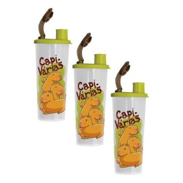 Imagem de Kit 3 Copos Infantis Tupperware com Bico Capivaras 470ml