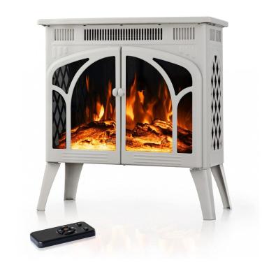 Imagem de Lareira Elétrica com Controle Remoto e Chamas 3D Ajustável, 1500W 5100 BTU, 110v, Electactic, Bege