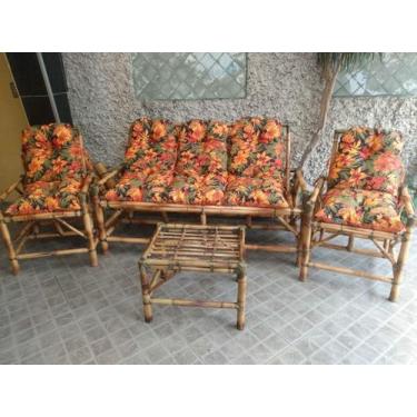 Imagem de Conjunto de sofá de bambu 5 lugares poltronas cadeiras (Cores Variadas