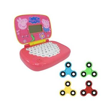 Imagem de Kit Laptop Infantil Educativo Candide Peppa Pig Bilíngue + 1 Fidget Spinner Sortido