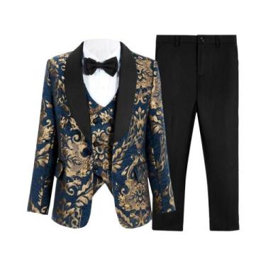 Imagem de Conjunto De Terno Slim Fit De Luxo Para Meninos Com 4 Peças, 3-14 Anos