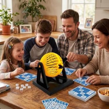 Imagem de Jogo Bingo Lotto Completo Globo Giratório 90 Bolinhas Numeradas Cartel