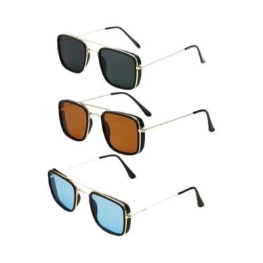 Imagem de Óculos De Sol Pequenos Com Armação Metálica Quadrada, Proteção UV, Est