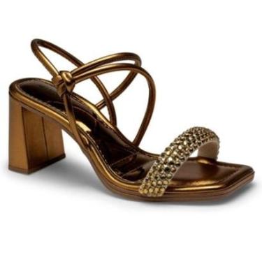 Imagem de Sandália Feminina Salto Bloco Mel Ouro Velho Mississipi MF392-0006-Feminino