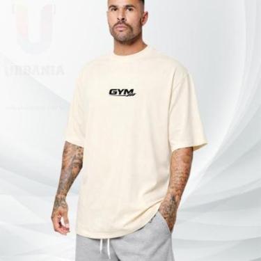 Imagem de Camiseta Oversized Vermelha Over GYM 100 Algodão Premium Streetwear Academia Gola Redonda-Unissex