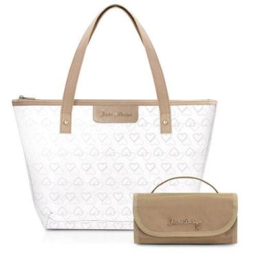Imagem de Kit Bolsa Transparente + Necessaire Rocambole Bege - Jacki Design