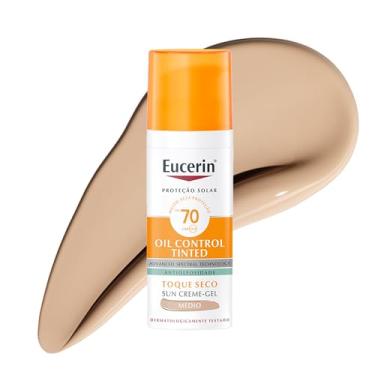 Imagem de EUCERIN Protetor Solar Facial Oil Control Cor Média FPS 70 50ml, Antioleosidade, Proteção UVA, UVB e Luz Visível, Pele Oleosa