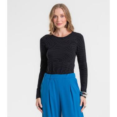 Imagem de Blusa Feminina Manga Longa Em Viscotorcion Rovitex Preto, GG, Preto
