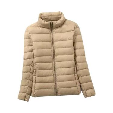 Imagem de Jaqueta Puffer Curta Feminina Com Gola Alta, Leve, Resistente À Água, 