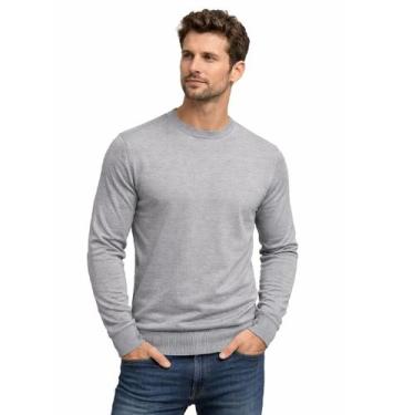 Imagem de Suéter Blusa De Frio Masculina Gola Redonda Broken Rules, Cinza claro,