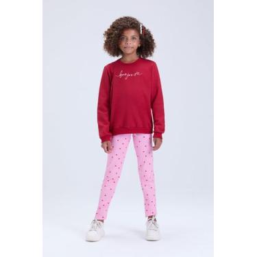 Imagem de Conjunto Infantil Feminino de Inverno Moletom Bonjour, 10, Bordô