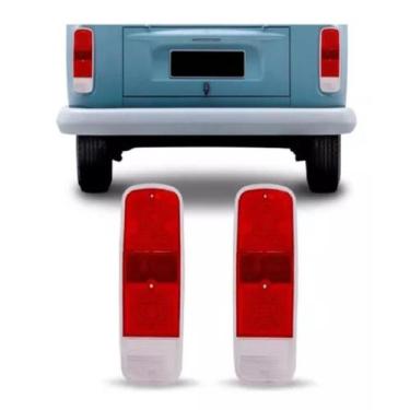 Imagem de Par Lente Lanterna Traseira Kombi 1975 1976 1977 1978 Até 2014 Vermelh