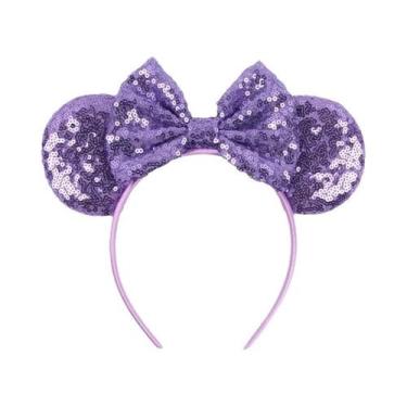 Imagem de Tiara De Orelhas De Rato Com Laço De Lantejoulas De 5 Polegadas Para M