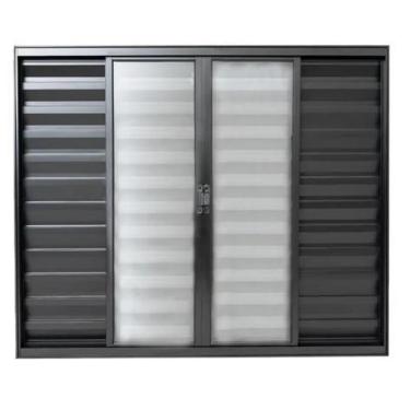 Imagem de Veneziana 6 Folhas Com Grade L18 - Prover Esquadrias, 100x200, Preto