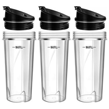 Imagem de UBYNID Jarras de Substituição para Liquidificador Ninja 16oz com Tampas Antivazamento - Kit com 3 Peças Compatível com Modelos QB3001SS