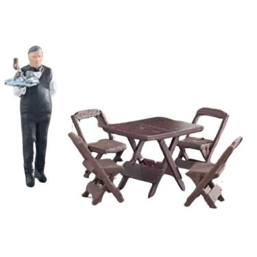 Imagem de Pack c/ Figuras Mesa e Cadeiras de Bar c/ Garçom 1:87 HO Dio Studios 8