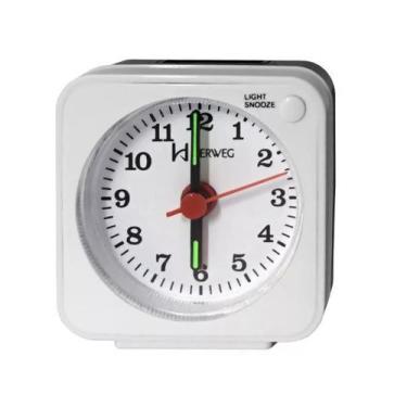 Imagem de Relógio Despertador Herweg 2510 021 Branco Iluminação Noturna