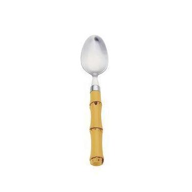 Imagem de CJ 6 COLHERES P/SOBREMESA DE ACO INOX C/CABO DE PLASTICO BAMBU NATURAL
